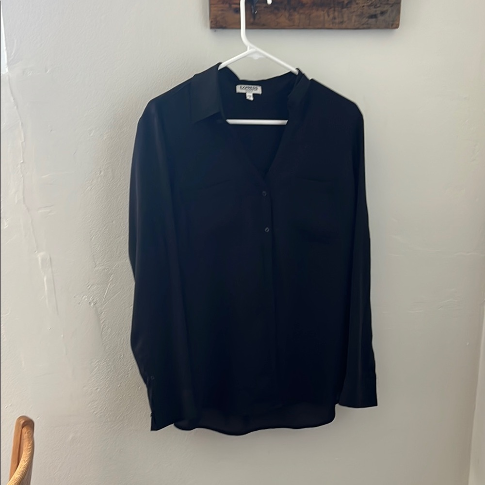 Express Classic Black Shirt button down blouse size large new